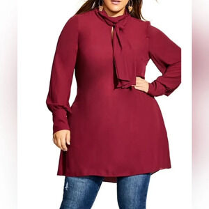 NWT City Chic tunic blouse w/ neck tie sz 18